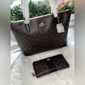 New COACH Purse bag Wallet Set Monogram Classic luxury style , LARGE CITY TOTE